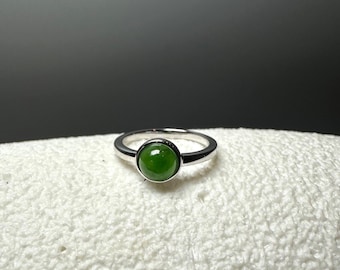 Canadian Nephrite Jade and Silver Ring - Sizes 5,6,7,8 and 9