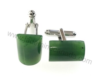 Canadian Nephrite Jade Cufflinks - Sterling Silver - Green Jade - Natural Jade - Jade Gift - Groomsmen Gift