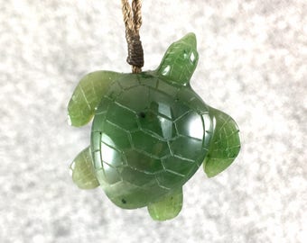 Canadian Nephrite Jade Turtle Pendant - Jade Necklace - Turtles