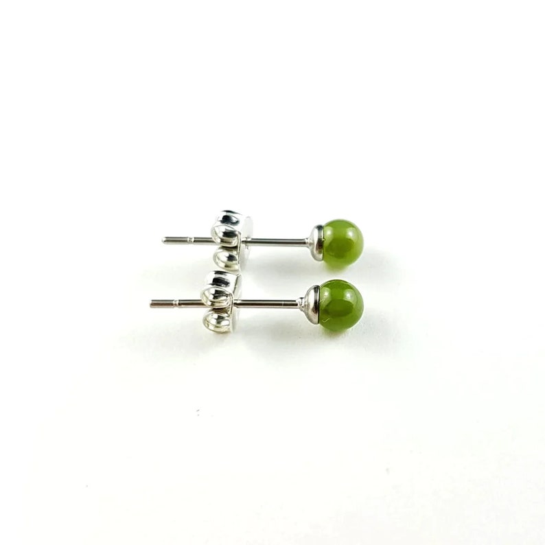 Canadian Nephrite Jade Stud Earrings 4mm image 3