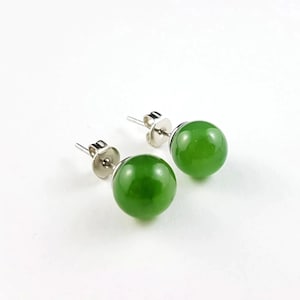 8mm Canadian Nephrite Jade Stud Earrings
