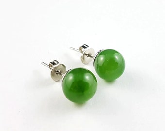 Canadian Nephrite Jade Stud Earrings - 8mm