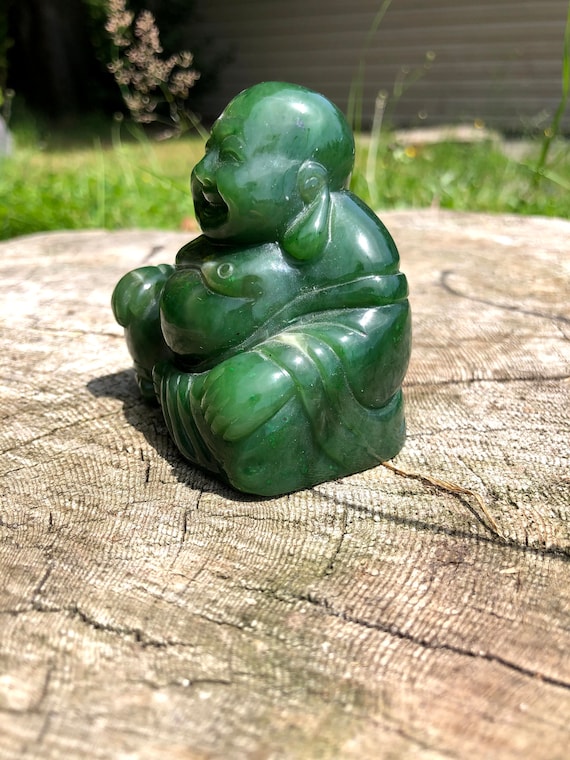 Canadian Jade Happy Buddha Jade Carving Natural Jade Untreated