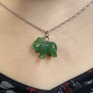 Canadian Nephrite Jade Elephant Charm - 13mm - Green Jade - Natural Jade -