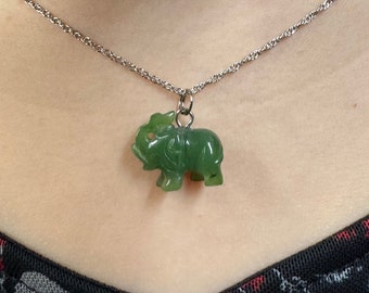 Kanadische Nephrit Jade Elefanten Anhänger - 13 mm - Grüne Jade - Natürliche Jade -