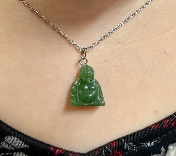Ciondolo in Oro 18K con Diamanti, Tipo A Giadaite, Ruyi Hulu, Ciondolo Buddha in Giada Bianca con Collana in Oro Bianco