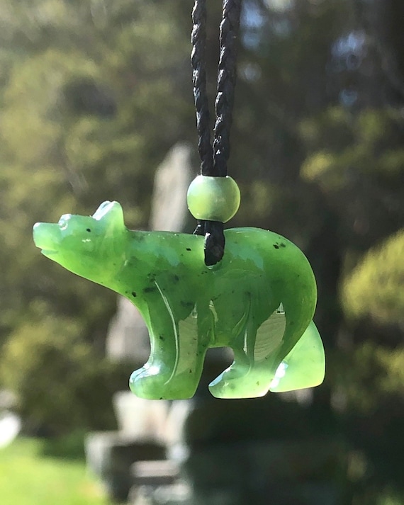 Canadian Nephrite Jade Bear Pendant - 0340