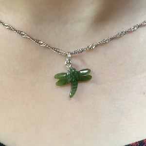 Canadian Nephrite Jade DragonFly Charm - 15mm - Green Jade