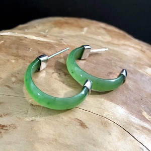 Canadian Nephrite Jade Earrings - Sterling Silver - Natural Jade - Authentic Jade