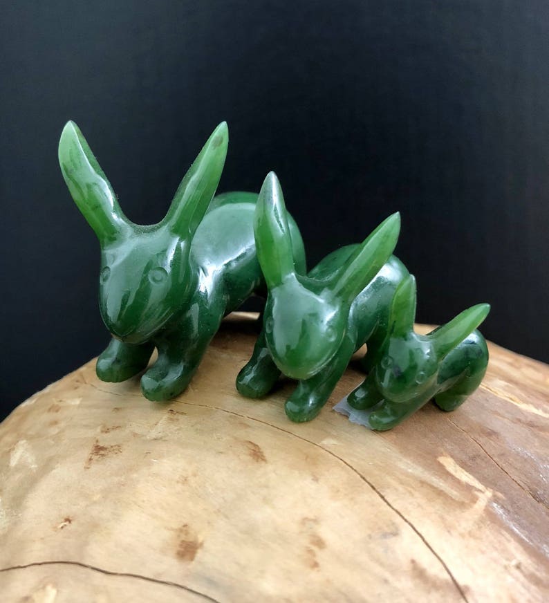 Canadian Nephrite Jade Rabbit Carving - Mulitple Sizes - Jade Figurine ...
