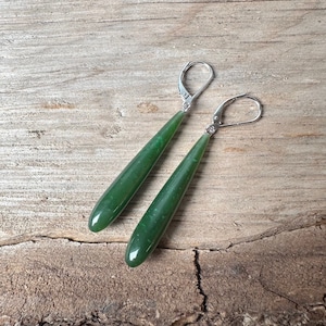 Canadian Nephrite Jade Earrings - Green Jade - Silver Earrings - Silver Earrings - Silver or Gold Plated