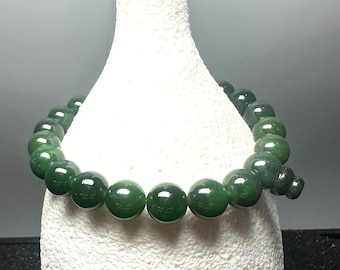 Mala di giada canadese XL, 10 mm - Bracciale di giada - Giada naturale - Giada autentica