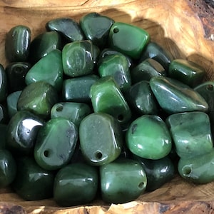 Canadian Nephrite Jade Nuggets - With or Without Holes - 1&quot; and .5&quot; - Real Jade - Natural Jade - Green Jade