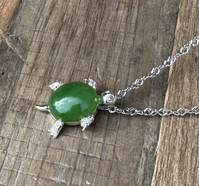 Ciondolo Tartaruga In Giada Verde Naturale Intagliata, Con Cordino Regolabile, Portafortuna E Amuleto Per Longevità, Uomo E Donna