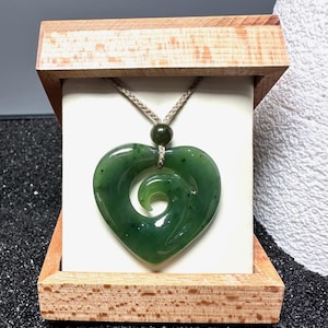 Canadian Jade Heart Pendant - Koru - Green Jade - Jade Necklace - Heart Necklace - Real Jade