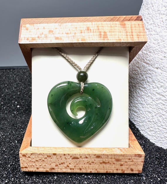 Canadian Jade Heart Pendant - Koru - Green Jade - Jade Necklace - Heart Necklace - Real Jade