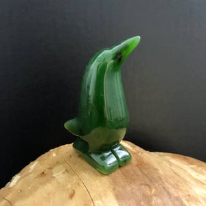 Canadian Nephrite Jade Penguin Carving - Jade Carving - Jade figurine - Natural Jade