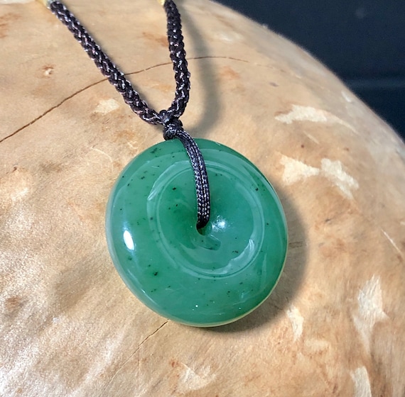 Canadian Nephrite Jade PI Pendant Jade Disk Jade Necklace
