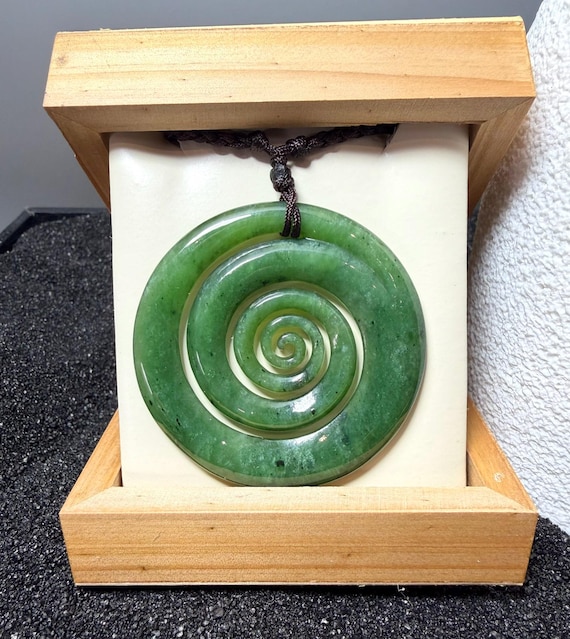 Canadian Nephrite Jade Spiral Pendant - Jade Necklace - Natural