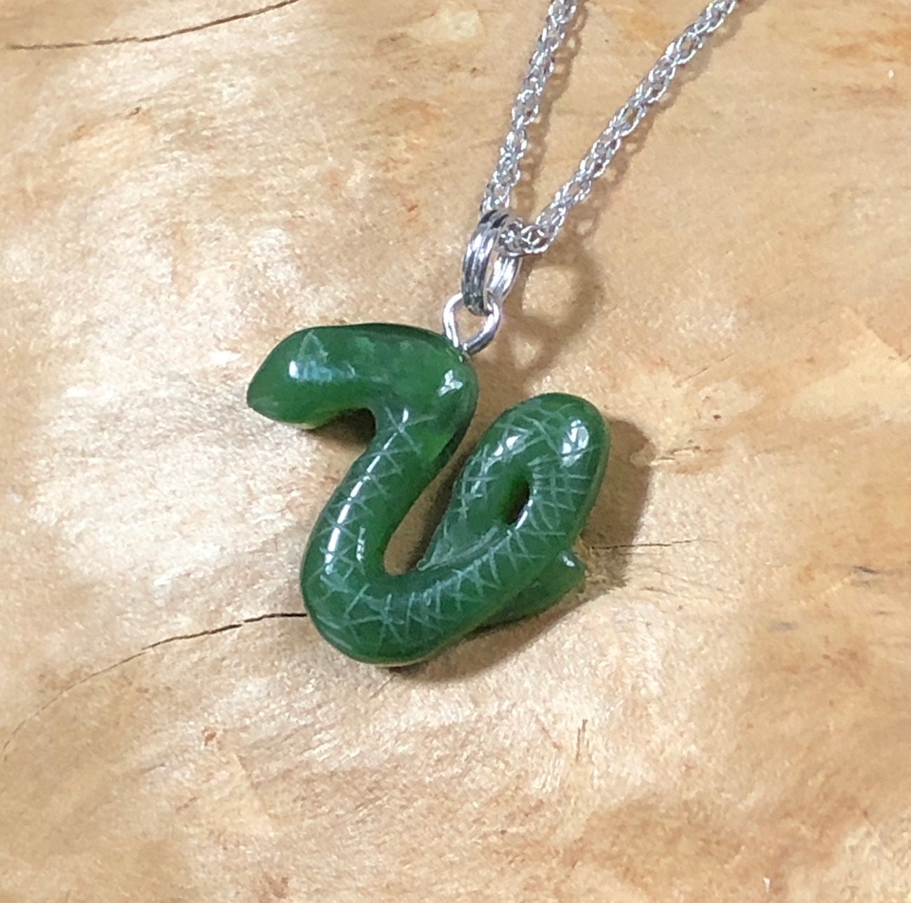 Canadian Nephrite Jade Snake Charm Necklace Authentic Jade Etsy UK
