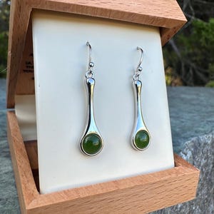 Canadian Nephrite Jade and Silver Earrings,