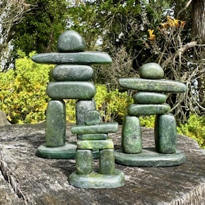 Canadian Nephrite Jade Inukshuk - 3 Sizes- Green Jade - Natural Jade