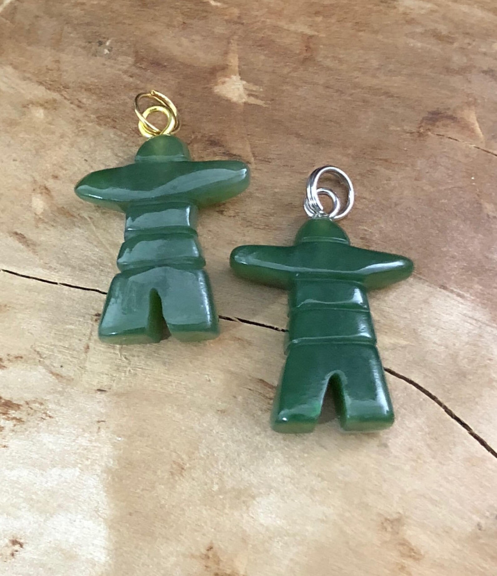 Canadian Nephrite Jade Inukshuk Charm Necklace Green Jade Etsy