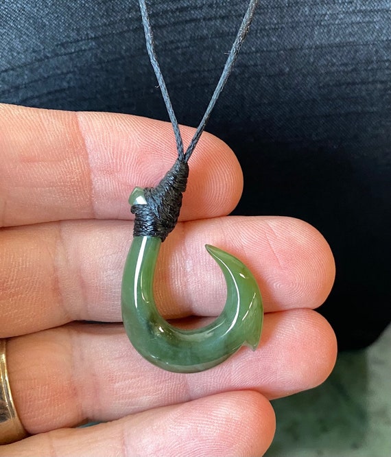 Jade Fish Hook Pendant 3743 Jade Necklace -  New Zealand