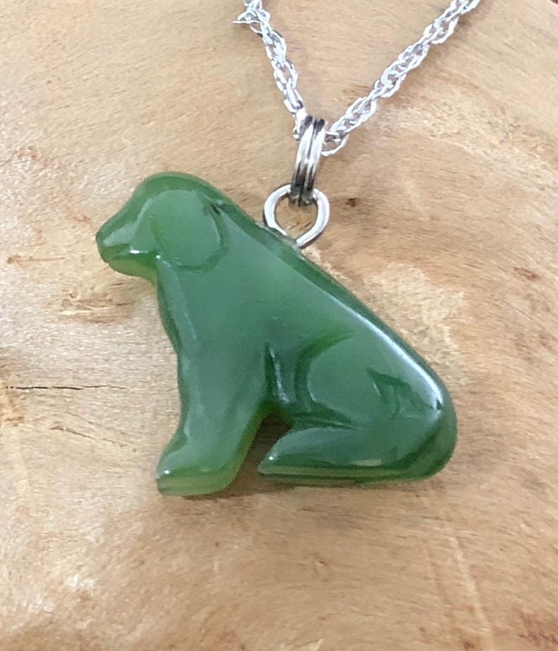 Canadian Nephrite Jade Dog Charm Necklace Authentic Jade Etsy Canada