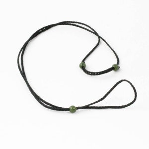 Braided Black Cord with Canadian Nephrite Jade Beads