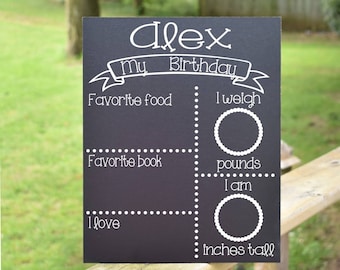 Personalized Chalkboard Yearly Birthday Sign, Yearly Birthday Chalkboard Sign, Birthday Chalkboard, Reusable Birthday Photo Prop