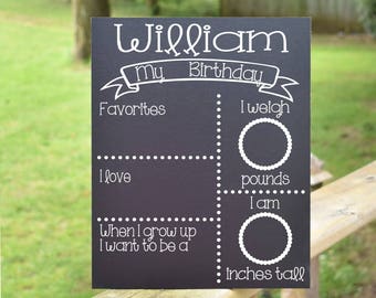 Personalized Chalkboard Yearly Birthday Sign, Yearly Birthday Chalkboard Sign, Birthday Chalkboard, Reusable Birthday Photo Prop