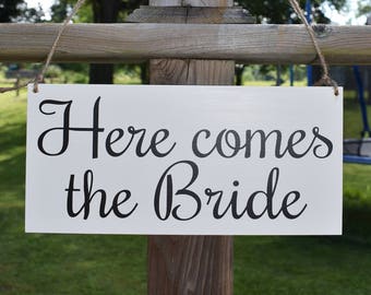 Here Comes The Bride Sign, Wedding Sign, Flower Girl Sign, Ring Bearer Sign