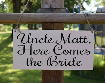 Personalized Here Comes The Bride Sign, Wedding Sign, Flower Girl Sign, Ring Bearer Sign