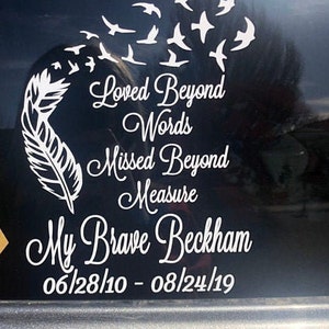 Loved Beyond Words, Missed Beyond Measure Car Decal, In Loving Memory Decal, Remembrance Decal image 6