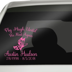 Fly High Until We Meet Again Butterfly Decal, In Loving Memory Decal, Remembrance Decal, Loving Memory Decal, Memorial Decal, RIP Decal