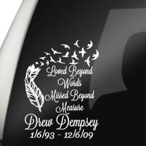 Loved Beyond Words, Missed Beyond Measure Car Decal, In Loving Memory Decal, Remembrance Decal image 3