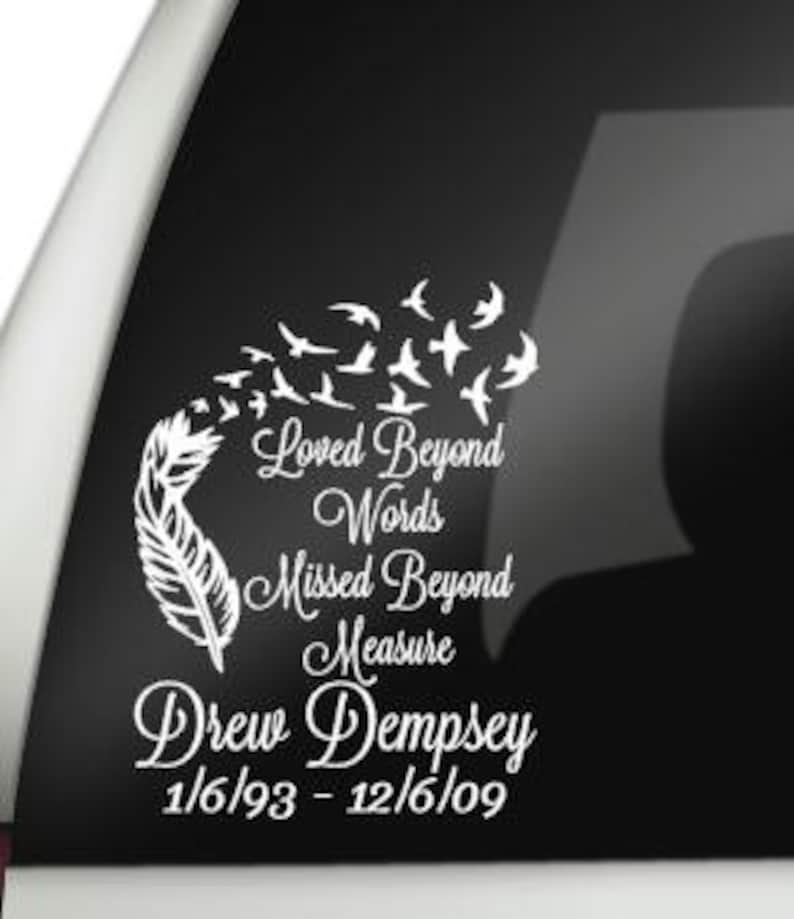 Loved Beyond Words, Missed Beyond Measure Car Decal, In Loving Memory Decal, Remembrance Decal image 3