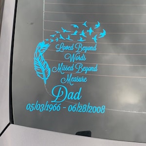 Loved Beyond Words, Missed Beyond Measure Car Decal, In Loving Memory Decal, Remembrance Decal image 1