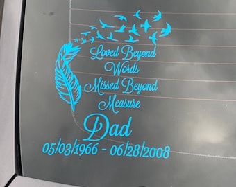 Loved Beyond Words, Missed Beyond Measure Car Decal, In Loving Memory Decal, Remembrance Decal