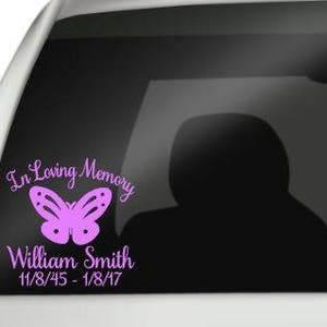 In Loving Memory Butterfly Decal, Remembrance Decal, In Loving Memory Decal