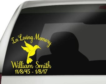 In Loving Memory Hummingbird Decal, Remembrance Decal, In Loving Memory Decal, Memorial Decal, Remembrance Decal, Hummingbird Memorial Decal