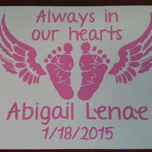 Angel Baby Memorial Decal, Always in our Hearts Memorial Decal, Baby Remembrance Decal, Memorial Decal, Angel Baby