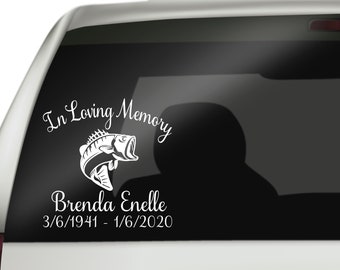 In Loving Memory Bass Fish Decal, Remembrance Decal, In Loving Memory Decal, fishing Memorial Decal, RIP Decal, Rest in Peace Decal