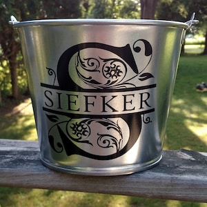 Personalized Monogrammed Flower Bucket, Flower Pail, Flower Pot, Housewarming gift, Wedding gift