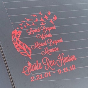 Loved Beyond Words, Missed Beyond Measure Car Decal, In Loving Memory Decal, Remembrance Decal image 5