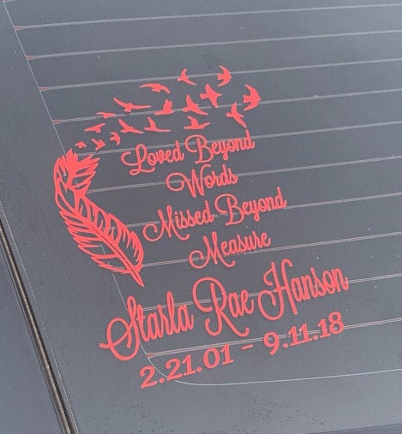 Loved Beyond Words, Missed Beyond Measure Car Decal, In Loving Memory Decal, Remembrance Decal image 5