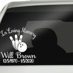 In Loving Memory Bowling Decal, Remembrance Decal, In Loving Memory Decal, RIP Decal
