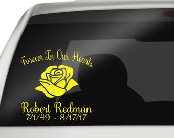 Forever In Our Hearts Rose Decal, In Loving Memory Rose Decal, Remembrance Decal, In Loving Memory Decal, RIP Decal