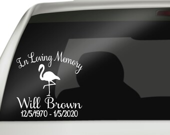In Loving Memory Flamingo Decal, Remembrance Decal, In Loving Memory Decal, RIP Decal